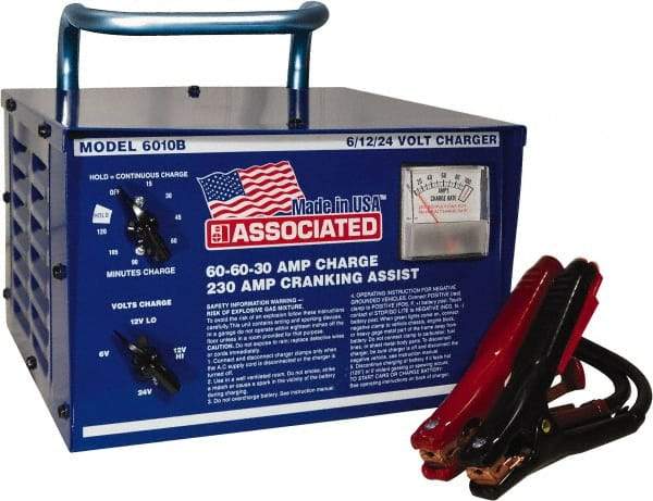 Associated Equipment - 6/12/24 Volt Battery Charger - 60 Amps/60 Amps/30 Amps, 230 Starter Amps - Benchmark Tooling