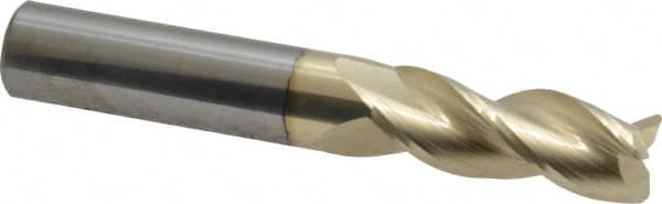 Accupro - 3/8", 3 Flute, Single End, Solid Carbide, 0.03" Corner Radius End Mill - 2-1/2" OAL, 37° Helix, Right Hand Flute, 1" LOC, Right Hand Cut - Benchmark Tooling