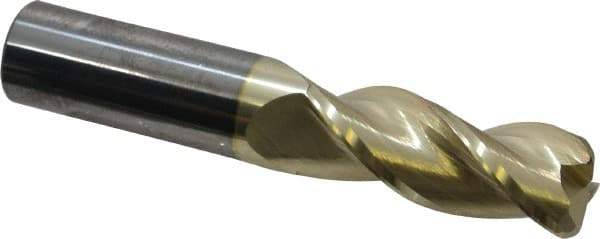 Accupro - 5/8", 3 Flute, Single End, Solid Carbide, 0.12" Corner Radius End Mill - 3-1/2" OAL, 37° Helix, Right Hand Flute, 1-5/8" LOC, Right Hand Cut - Benchmark Tooling