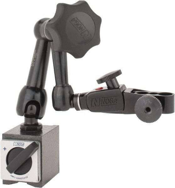 Noga - 70 Lb Magnetic Force, Fine Adjustment Indicator Positioner & Holder with Base - Articulated Arm, Rectangular Base, 35mm Base Height, 40mm Base Length, 30mm Base Width - Benchmark Tooling