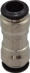 Alpha Technologies - 8mm Outside Diam, Nickel Plated Brass Push-to-Connect Tube Union - 250 Max psi, Tube to Tube Connection, Buna O-Ring - Benchmark Tooling