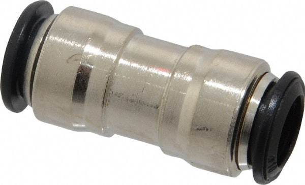 Alpha Technologies - 10mm Outside Diam, Nickel Plated Brass Push-to-Connect Tube Union - 250 Max psi, Tube to Tube Connection, Buna O-Ring - Benchmark Tooling