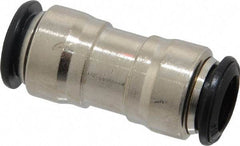 Alpha Technologies - 10mm Outside Diam, Nickel Plated Brass Push-to-Connect Tube Union - 250 Max psi, Tube to Tube Connection, Buna O-Ring - Benchmark Tooling