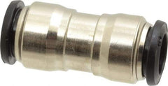Alpha Technologies - 12mm Outside Diam, Nickel Plated Brass Push-to-Connect Tube Union - 250 Max psi, Tube to Tube Connection, Buna O-Ring - Benchmark Tooling
