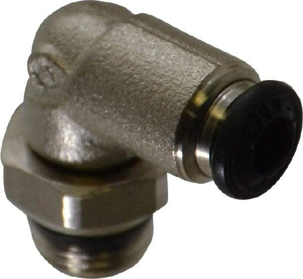 Alpha Technologies - 4mm Outside Diam, 1/8 Universal, Nickel Plated Brass Push-to-Connect Tube Male Swivel Elbow - 250 Max psi, Tube to Universal Thread Connection, Buna O-Ring - Benchmark Tooling