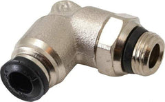 Alpha Technologies - 5mm Outside Diam, 1/8 Universal, Nickel Plated Brass Push-to-Connect Tube Male Swivel Elbow - 250 Max psi, Tube to Universal Thread Connection, Buna O-Ring - Benchmark Tooling