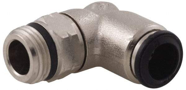 Alpha Technologies - 14mm Outside Diam, 3/8 Universal, Nickel Plated Brass Push-to-Connect Tube Male Swivel Elbow - 250 Max psi, Tube to Universal Thread Connection, Buna O-Ring - Benchmark Tooling