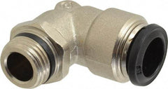 Alpha Technologies - 12mm Outside Diam, 3/8 Universal, Nickel Plated Brass Push-to-Connect Tube Male Swivel Elbow - 250 Max psi, Tube to Universal Thread Connection, Buna O-Ring - Benchmark Tooling