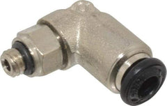 Alpha Technologies - 4mm Outside Diam, M5 Metric, Nickel Plated Brass Push-to-Connect Tube Male Swivel Elbow - 250 Max psi, Tube to Metric Thread Connection, Buna O-Ring - Benchmark Tooling