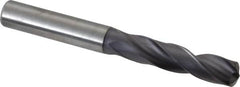 Kennametal - 9.70026mm 140° Spiral Flute Solid Carbide Screw Machine Drill Bit - Right Hand Cut, 47mm Flute Length, 89mm OAL, Standard Point, Straight Shank - Benchmark Tooling