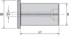 Kennametal - 25mm ID x 1-1/4" OD, 1.417" Head Diam, Slotted Hydraulic Chuck Sleeve - Steel, 2.362" Length Under Head, Through Coolant - Exact Industrial Supply