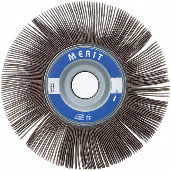 Merit Abrasives - 6" Diam, 120 Grit Ceramic Unmounted Flap Wheel - 1" Hole, 1" Wide, Coated, Fine Grade, 6,000 Max RPM , Cloth Backing - Benchmark Tooling