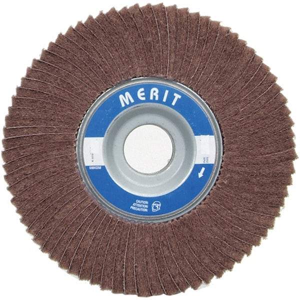 Merit Abrasives - 6" Diam, 80 Grit Ceramic Interleaf Flap Wheel - 1" Hole, 1" Wide, Coated, Medium Grade, 6,000 Max RPM , Cloth Backing - Benchmark Tooling