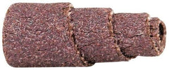 Merit Abrasives - 1" Long x 3/8" Diam, Aluminum Oxide, Full Taper Cartridge Roll - 60 Grit, 1/8" Pilot Hole Diam, Medium Grade - Benchmark Tooling