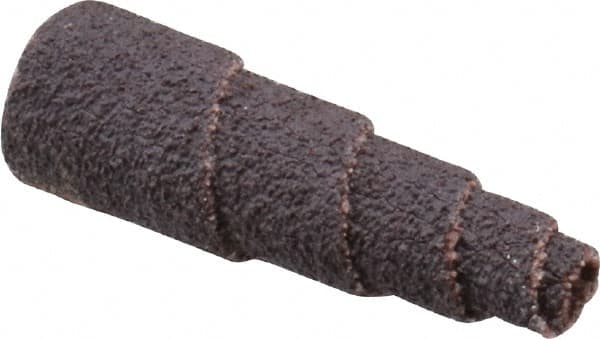 Merit Abrasives - 1-1/2" Long x 1/2" Diam, Aluminum Oxide, Full Taper Cartridge Roll - 60 Grit, 1/8" Pilot Hole Diam, Medium Grade - Benchmark Tooling