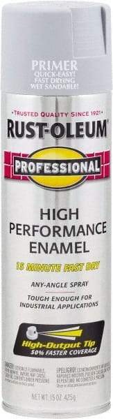 Rust-Oleum - 15 oz Gray Aerosol Primer - 14 Sq Ft/Gal, Direct to Metal, Quick Drying, Interior/Exterior - Benchmark Tooling