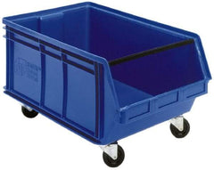 Quantum Storage - 300 Lb. Load Capacity, 29" Deep, Blue Polyethylene Hopper Stacking Bin - 14-7/8" High x 18-3/8" Wide x 29" Long - Benchmark Tooling