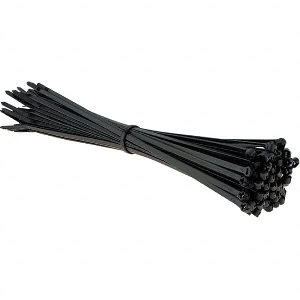 Thomas & Betts - 11.6" Long Black Nylon Standard Cable Tie - 50 Lb Tensile Strength, 1.41mm Thick, 4" Max Bundle Diam - Benchmark Tooling