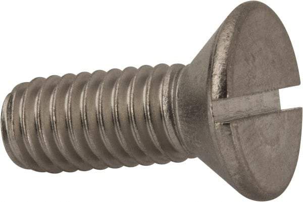 Value Collection - 3/8-16 UNC, 1" OAL Slotted Drive Machine Screw - Flat Head, Grade 316 Stainless Steel, Uncoated, Without Washer - Benchmark Tooling