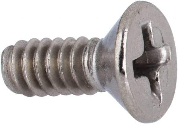 Value Collection - #6-32 UNC, 3/8" OAL Phillips Drive Machine Screw - Flat Head, Grade 316 Stainless Steel, Uncoated, Without Washer - Benchmark Tooling
