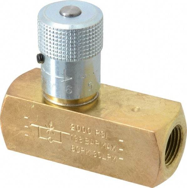 Parker - 8 GPM 3/8 Inlet Brass Hydraulic Control Valve - 3/8-18 Thread - Benchmark Tooling