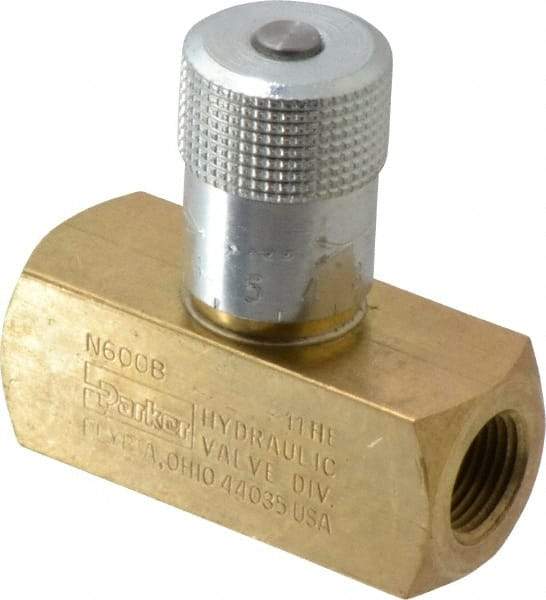 Parker - 8 GPM 3/8 Inlet Brass Hydraulic Control Valve - 3/8-18 Thread - Benchmark Tooling