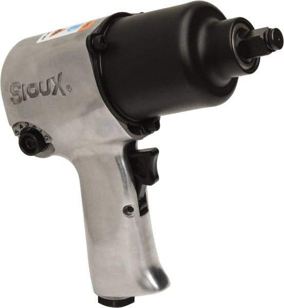 Sioux Tools - 1/2" Drive, 8,000 RPM, 425 Ft/Lb Torque Impact Wrench - Pistol Grip Handle, 1,200 IPM, 4 to 16.8 CFM, 1/4" NPT Inlet - Benchmark Tooling