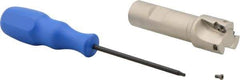 Iscar - 1" Cut Diam, 0.394" Max Depth of Cut, 3/4" Shank Diam, 3.38" OAL, Indexable Square Shoulder End Mill - Weldon Shank, 90° Lead Angle, Series Heli2000 - Benchmark Tooling