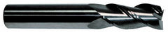 Accupro - 11/16", 1" LOC, 3/4" Shank Diam, 3" OAL, 3 Flute, Solid Carbide Square End Mill - Single End, Uncoated, Spiral Flute, 40° Helix, Centercutting, Right Hand Cut, Right Hand Flute - Benchmark Tooling