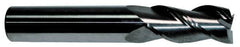 Accupro - 11/16", 1-1/2" LOC, 3/4" Shank Diam, 4" OAL, 3 Flute, Solid Carbide Square End Mill - Single End, TiCN Finish, Spiral Flute, 40° Helix, Centercutting, Right Hand Cut, Right Hand Flute - Benchmark Tooling