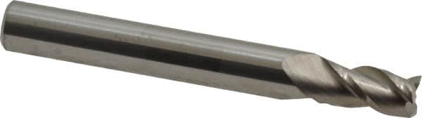 Accupro - 7/32", 3/8" LOC, 1/4" Shank Diam, 2" OAL, 3 Flute, Solid Carbide Square End Mill - Single End, Uncoated, Spiral Flute, 40° Helix, Centercutting, Right Hand Cut, Right Hand Flute - Benchmark Tooling