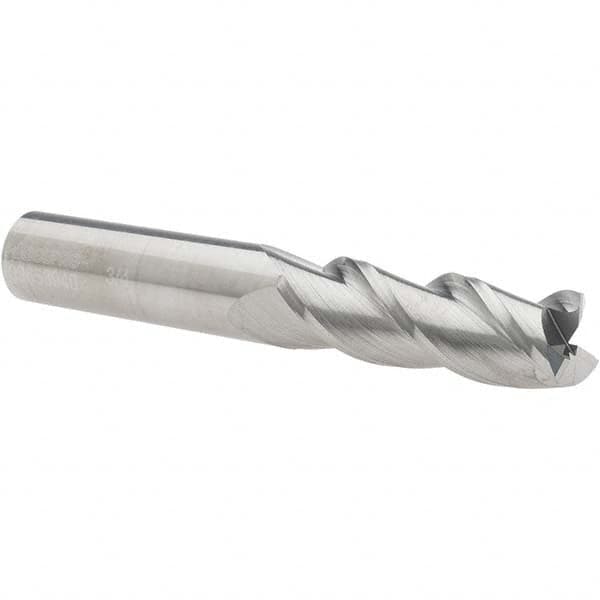 Accupro - 3/4", 2-1/4" LOC, 3/4" Shank Diam, 5" OAL, 3 Flute, Solid Carbide Square End Mill - Single End, Uncoated, Spiral Flute, 40° Helix, Centercutting, Right Hand Cut, Right Hand Flute - Benchmark Tooling