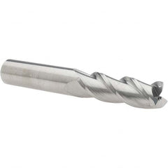 Accupro - 3/4", 2-1/4" LOC, 3/4" Shank Diam, 5" OAL, 3 Flute, Solid Carbide Square End Mill - Single End, Uncoated, Spiral Flute, 40° Helix, Centercutting, Right Hand Cut, Right Hand Flute - Benchmark Tooling