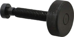 Gibraltar - 3/8-16 Knurled Shoulderless Swivel Pad Tip Grade C-12L14 Steel Thumb Screw - 2.55" OAL, 1-1/4" Head Diam x 7/16" Head Height, Black Oxide Finish - Benchmark Tooling