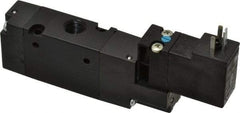 Parker - 1/8", 3-Way Body Ported Stacking Solenoid Valve - 120 VAC, 0.75 CV Rate, Air Return, 2.14" High x 4.2" Long - Benchmark Tooling