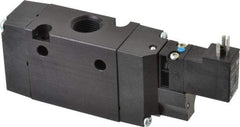 Parker - 3/8", 3-Way Body Ported Stacking Solenoid Valve - 120 VAC, 1.4 CV Rate, Air Return, 2.4" High x 5.29" Long - Benchmark Tooling