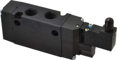 Parker - 3/8", 4-Way Body Ported Stacking Solenoid Valve - 24 VDC, 1.4 CV Rate, 2.4" High x 5.78" Long - Benchmark Tooling