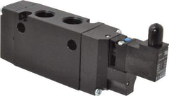 Parker - 3/8", 4-Way Body Ported Stacking Solenoid Valve - 120 VAC, 1.4 CV Rate, Air Return, 2.4" High x 5.78" Long - Benchmark Tooling