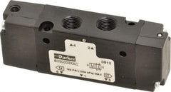 Parker - 1/8", 4-Way Body Ported Stacking Solenoid Valve - 0.75 CV Rate, Air Return, 1.13" High x 2.65" Long - Benchmark Tooling