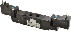 Parker - 1/8", 4-Way Body Ported Stacking Solenoid Valve - 120 VAC, 0.75 CV Rate, 2.14" High x 6.44" Long - Benchmark Tooling