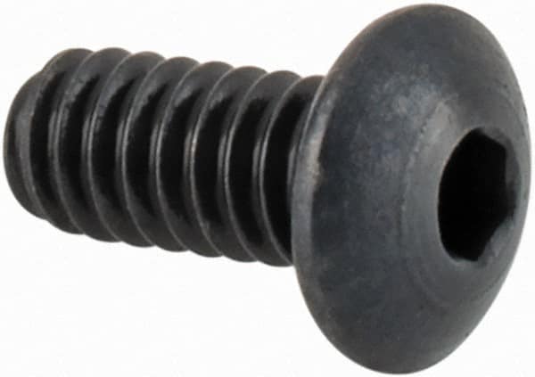 Camcar - #2-56 UNC Hex Socket Drive, Button Screw - Alloy Steel, Black Oxide Finish, Fully Threaded, 3/16" Length Under Head - Benchmark Tooling