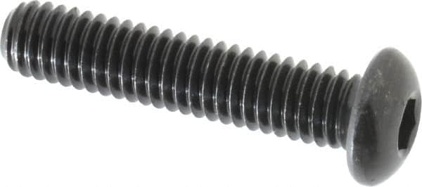 Made in USA - 5/16-18 UNC Hex Socket Drive, Button Screw - Alloy Steel, Black Oxide Finish, Fully Threaded, 1-1/2" Length Under Head - Benchmark Tooling