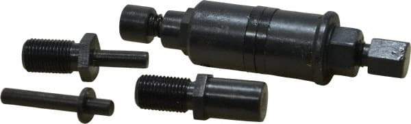 Interstate - 5C Steel Universal Collet Stop - Includes Stop Body with Spring Ejector Assembly, (1) ea. 1/4 Inch, and 1/2 Inch Diameter Ejector, (2) Extra Springs, (1) ea. 1/4 Inch, and 1/2 Inch Diameter Solid Stops - Exact Industrial Supply
