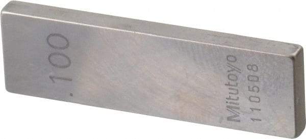 Mitutoyo - 0.1" Rectangular Steel Gage Block - Accuracy Grade 0, Includes Certificate of Inspection - Benchmark Tooling