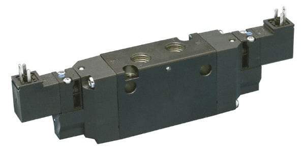 Parker - 4-Way Body Ported Stacking Solenoid Valve - 24 VDC, 1.4 CV Rate, 7.51" Long - Benchmark Tooling