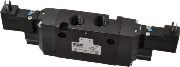 Parker - 4-Way Body Ported Stacking Solenoid Valve - 120 VAC, 1.4 CV Rate, 7.51" Long - Benchmark Tooling