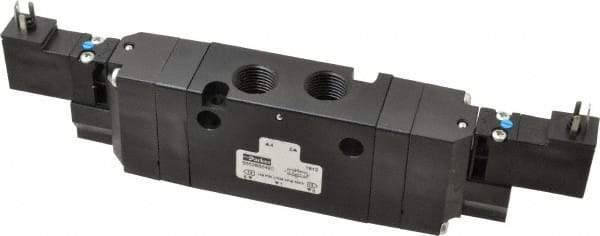 Parker - 4-Way Body Ported Stacking Solenoid Valve - 24 VDC, 1.1 CV Rate, 8.45" Long - Benchmark Tooling