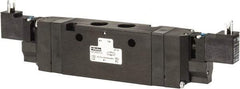 Parker - 4-Way Body Ported Stacking Solenoid Valve - 120 VAC, 2.1 CV Rate, 9.35" Long - Benchmark Tooling