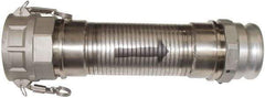 Kuriyama of America - 120" OAL, 3" ID, Flexible Metal Hose Assembly - 3" Fitting, Part A Adapter x Part D Coupler End Connections, Aluminum Fitting, 304 Stainless Steel Hose - Benchmark Tooling