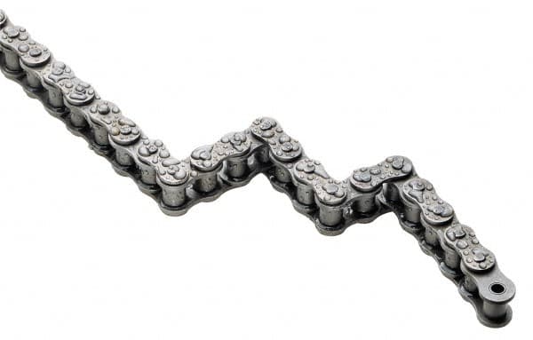 U.S. Tsubaki - 1/2" Pitch, Single Strand Roller Chain - Chain No. 40, 816 Lb. Capacity, 10 Ft. Long, 5/16" Roller Diam, 19/64" Roller Width - Benchmark Tooling